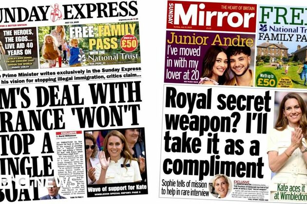 Newspaper headlines- &#39;Kate aces it&#39; and UK PM &#39;won&#39;t stop a single boat&#39;