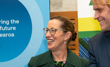 Sarah Minhinnick (NZGIF), Raewyn Moss (Transpower), Richard Homewood (FNSF) and John Telfer (FNSF) celebrate signing the tripartite agreement at the event held at Parliament.