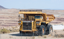 A vintage ore truck shown on display at the Rio Tinto mine.