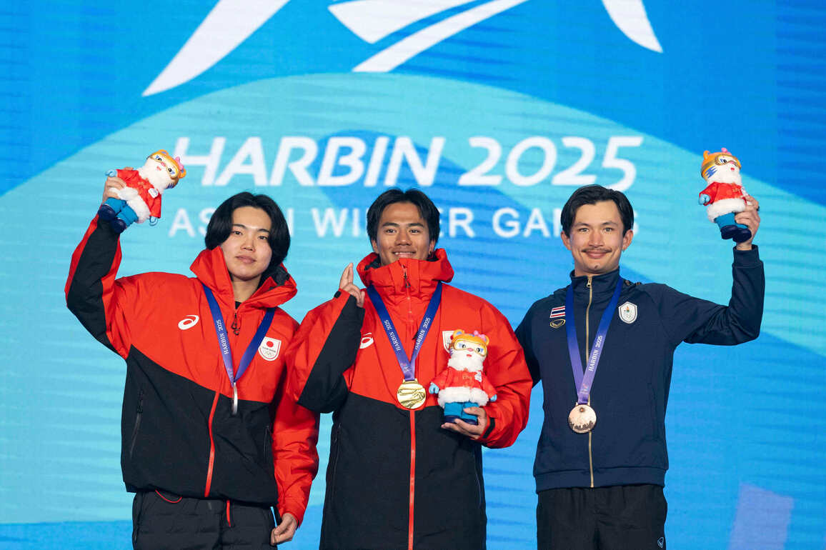 (SP)CHINA-HARBIN-ASIAN WINTER GAMES-MEN'S FREESKI SLOPESTYLE-VICTORY CEREMONY(CN)