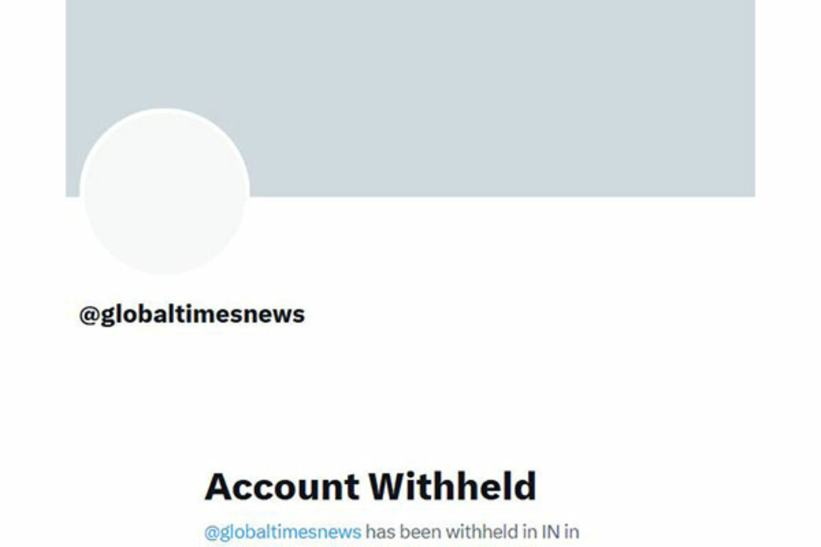 Chinese state mouthpiece 'Global Times' account withheld in India