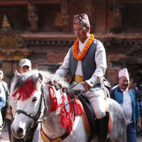 Kaji Saheb tours ancient Lalitpur in vermillion and garlands as Nepal marks annual "Ghode Jatra"