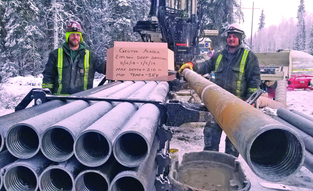 Geoprobe sonic drilling versus rotary drilling proves profitable technology in Alaska for GeoTek Alaska employees Travis Drewry and Steve Simas Credit: Geoprobe