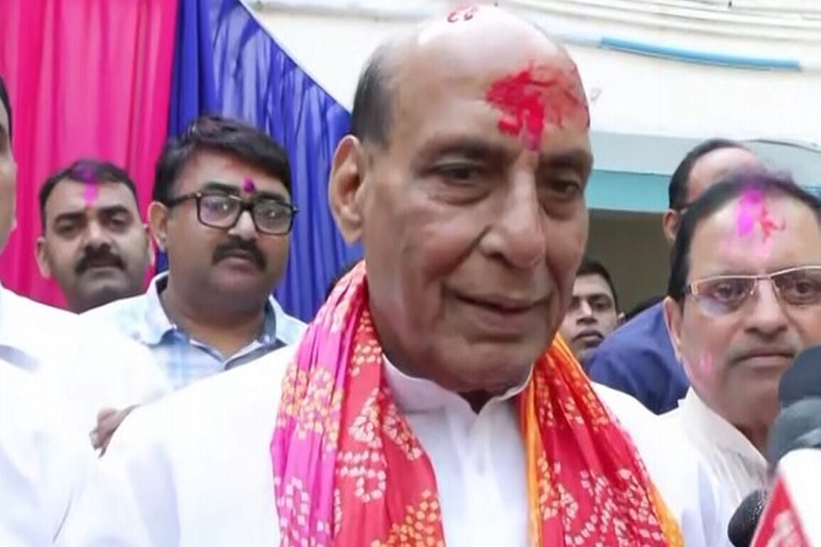 Rajnath Singh plays drums on Holi, wishes for 'peace, harmony' in world