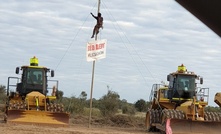  The protestors at the Carmichael mine site in Queensland.