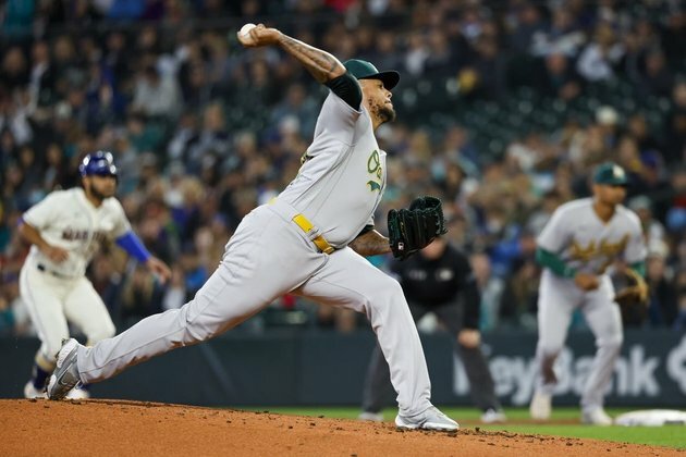 Athletics ace Frankie Montas (shoulder) exits vs. Mariners