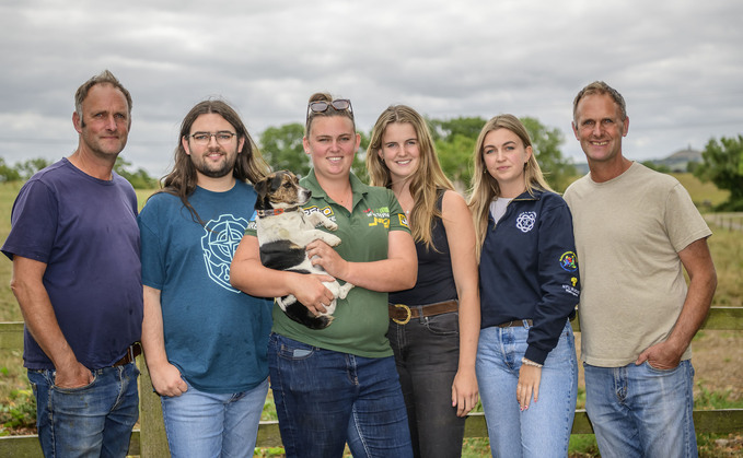 Left to right: John, James, Megan (holding Alfie the dog), Hannah, Amelia and Ed. Left to right: John, James, Megan (holding Alfie the dog), Hannah, Amelia and Ed.