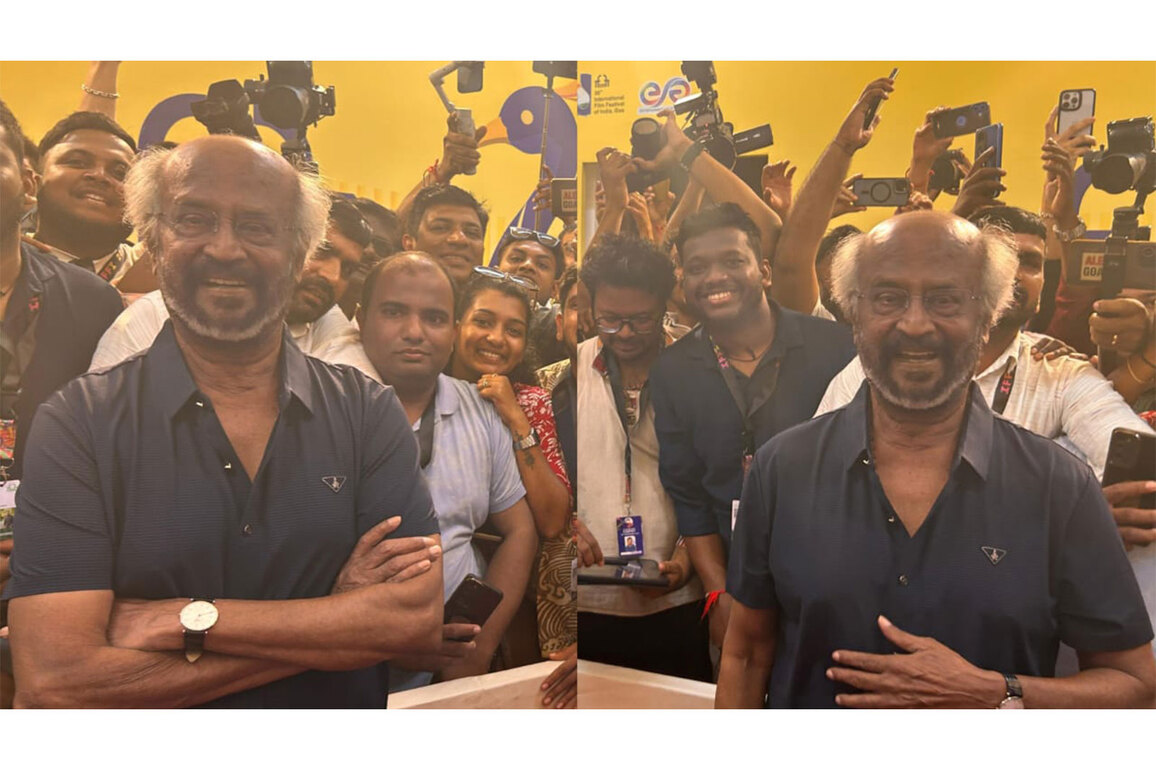 Rajinikanth poses with paparazzi on IFFI 2025 red carpet, wins hearts