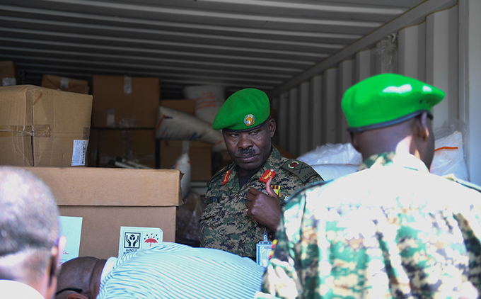 he  deputy force commander in charge operations and plans aj en akibus akara inspects the medical equipment  hoto