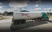Photo: a fuel tanker branded with Origin iconography 