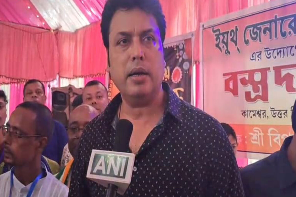 BJP leader Biplab Kumar Deb visits puja pandals in North Tripura on Maha Ashtami