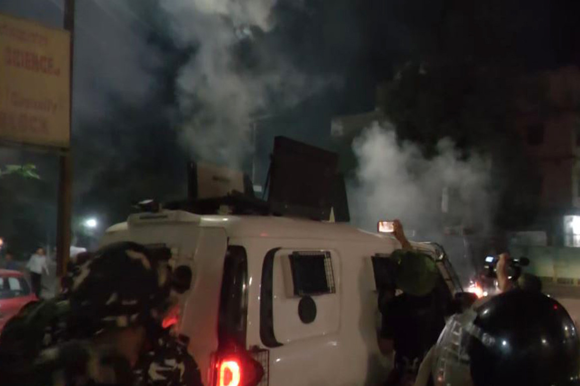 Manipur: Police use tear gas to disperse crowd gathered at JNIMS mortuary to recieve bodies of six Naga men