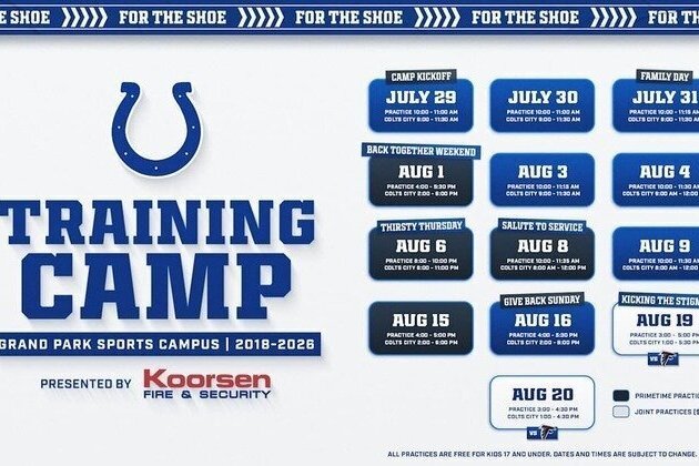2026 Colts Training Camp at Grand Park to kick off July 29