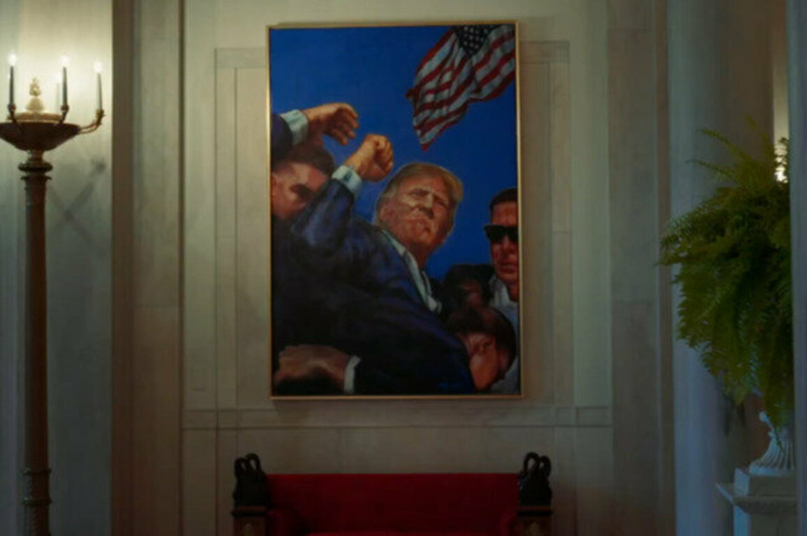 White House replaces Obama portrait with defiant Trump