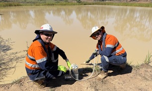 Capcoal's Luke McNamara and Jesse Perrott collecting water samples.