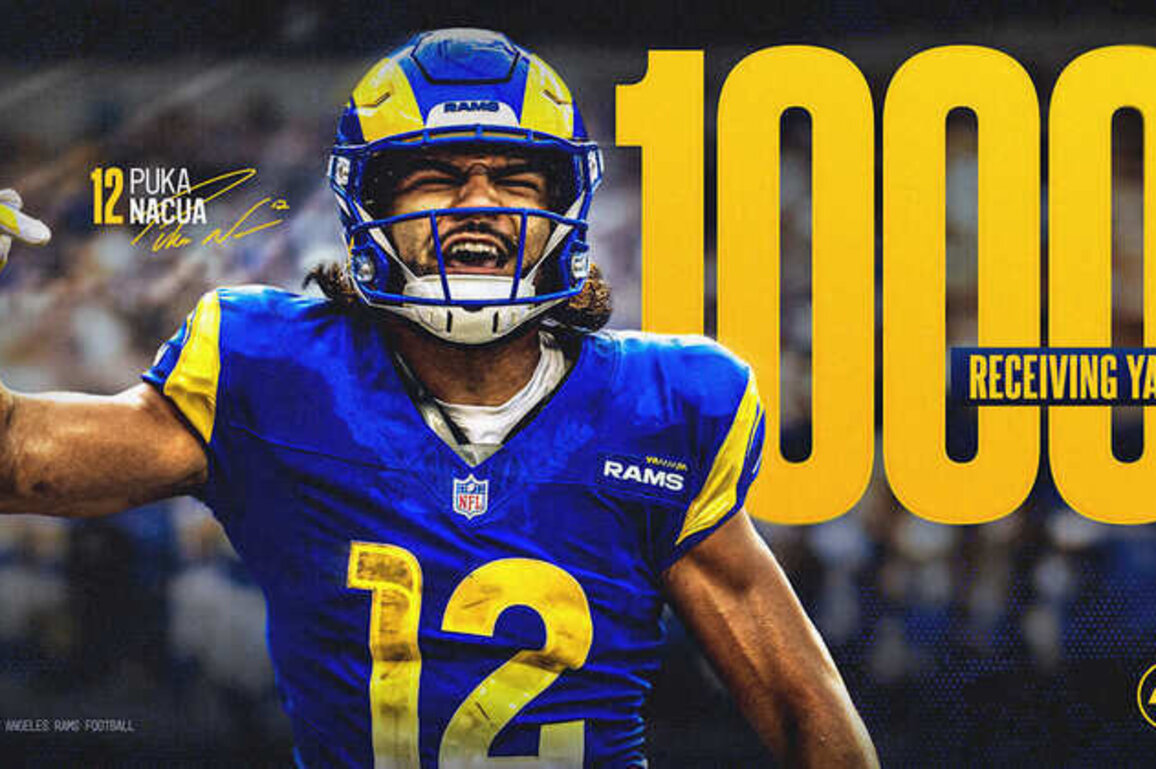 Puka Nacua reaches 1,000 receiving yards for the 2025 season