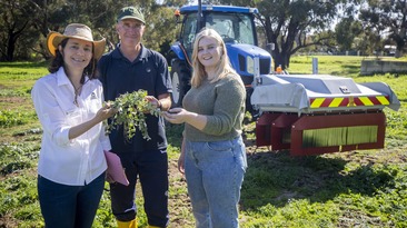 DPIRD’s Catherine Borger, Dave Nicholson and Miranda Slaven investigated electric weed control, and the effect of soil moisture on its efficiency. Credit: Western Australian Local Government Association.