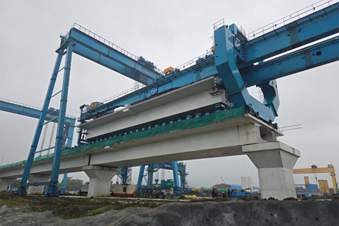 First full span box girder launched through launching gantry in Maharashtra for Mumbai-Ahmedabad bullet train corridor