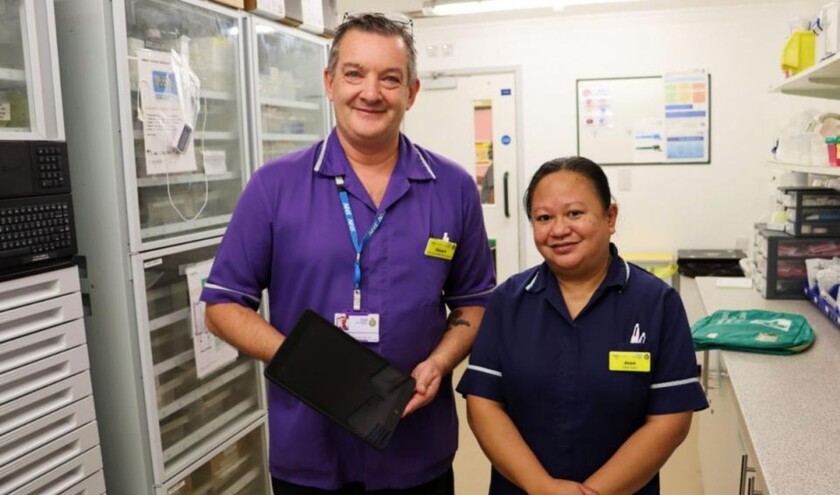Senior tissue viability nurse Stuart Elliott and ward sister Joan Pedrozo (c) Isle of Wight NHS Trust