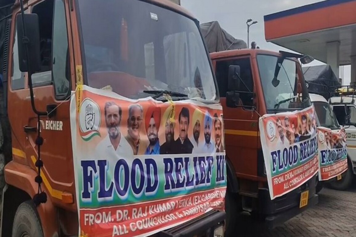 Punjab floods: Congress dispatches four trucks of relief material for flood victims from Amritsar