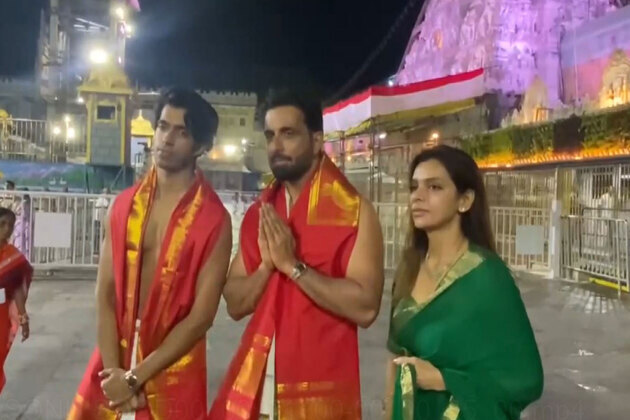 Sonu Sood visits Tirumala temple with family, offers prayers during Thomala Seva