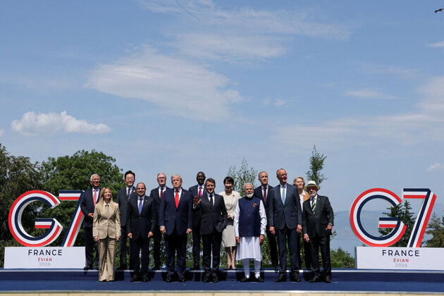 PM Modi joins world leaders for traditional G7 group photograph at Evian-les-Bains