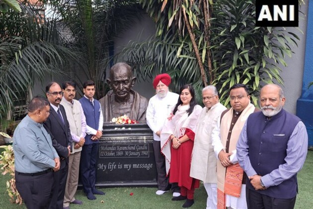 All-party delegation led by Shiv Sena MP Shrikant Shinde pays tribute to Mahatma Gandhi in Congo