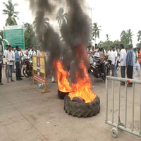 BJD blocks the Bhubaneswar-Puri road at Pipili toll gate, demanding justice in Balagam case