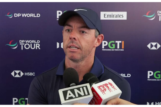 Sachin Tendulkar meets Rory McIlroy during DP World India Championship