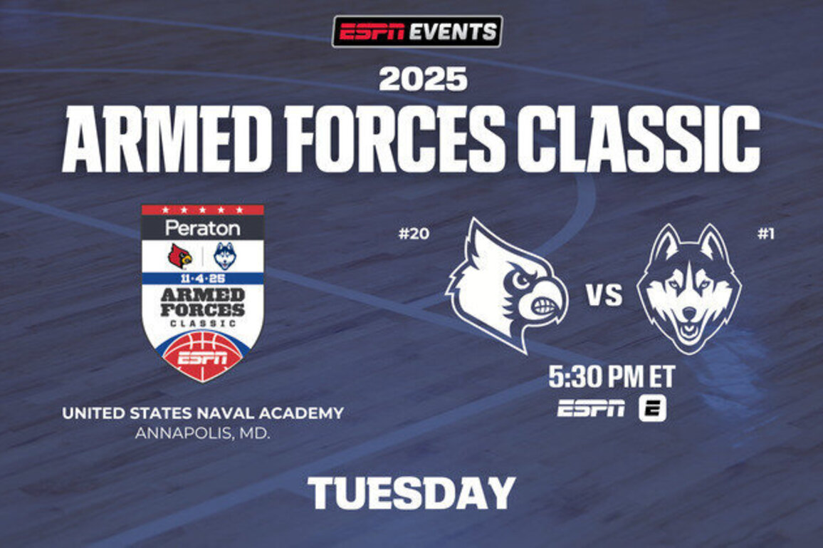 ESPN Events Peraton Armed Forces Classic Tips Off Tuesday with No. 20 Louisville vs. No. 1 UConn in the Event's First-Ever Women's College Basketball Matchup