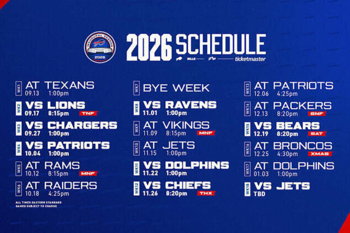 Top 8 things to know about the Bills 2026 schedule