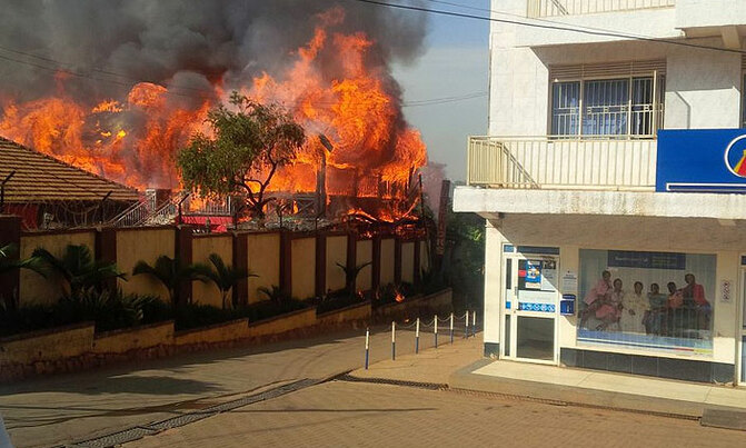 Fire guts building in Iganga Fire guts building in Iganga