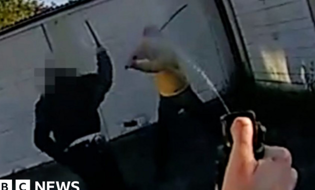 Daniel Anjorin- CCTV of police officers slashed with sword shown in court