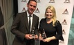 MNN editor Kristie Batten and Paydirt editor Dominic Piper with their awards at last night's annual AMEC awards dinner