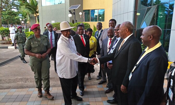 Museveni arrives for IPOD Museveni arrives for IPOD