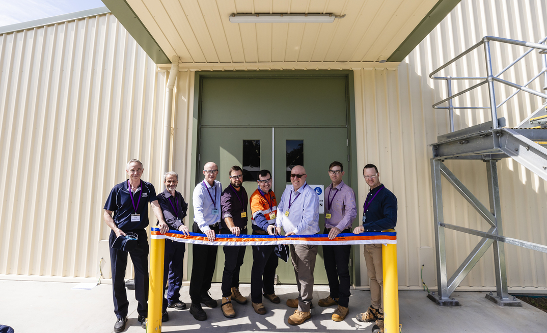 The ribbon cutting ceremony at Dyno Nobel’s state-of-the-art, fully automated, electronic detonator plant in Helidon. (l-r): project manager, David Rowbottom; automation process engineer, Bruce Reeler; vice president of product & technology, David Gribble; Lockyer Deputy Mayor, Cr Chris Wilson; IPL CEO and MD, Mauro Neves; Helidon site manager, Paddy Wiggall; engineer & reliability manager, Peacey F. Thompson and electronics manufacturing manager, Terry Houston. Credit: Jared Vethaak