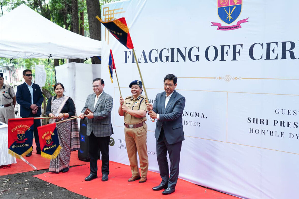 Meghalaya CM Conrad Sangma flags off new fleet of police vehicles in Shillong