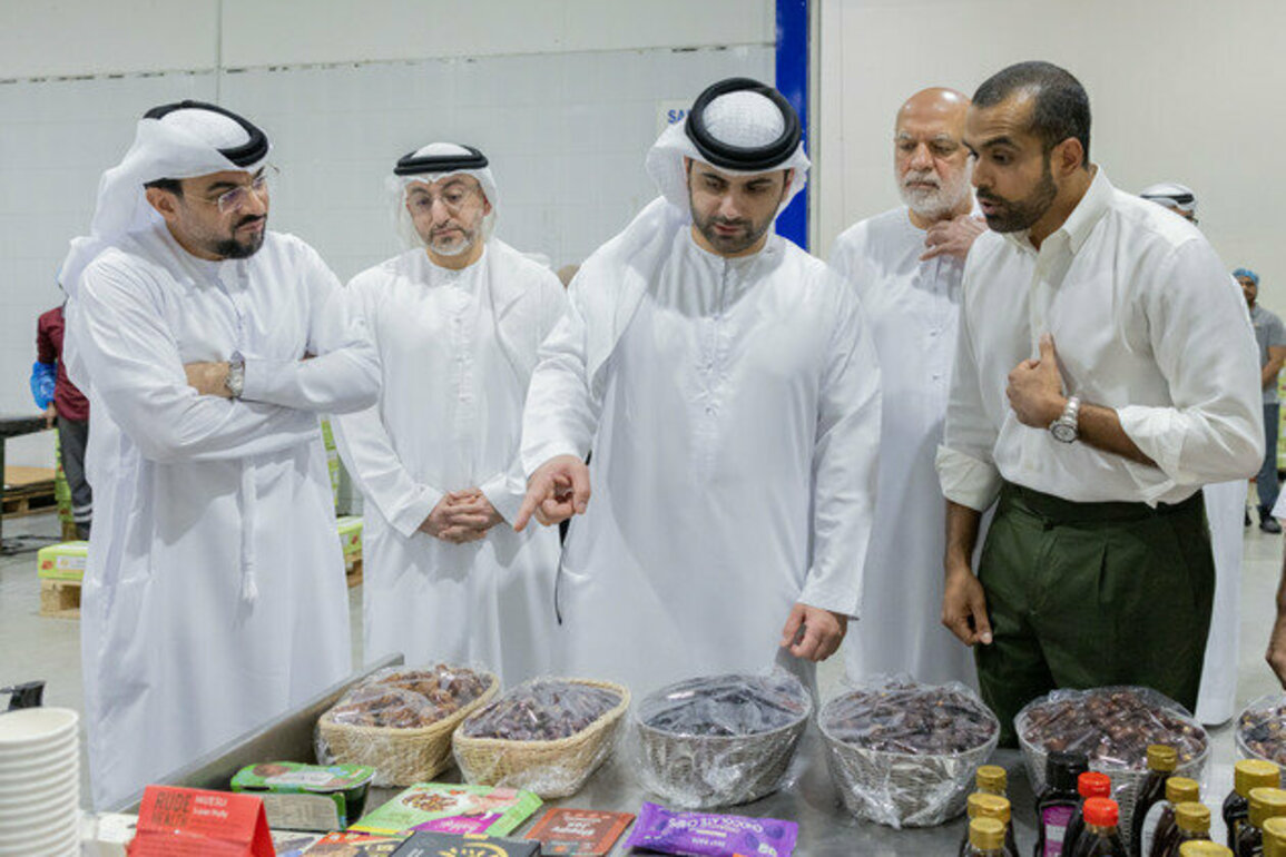 Mansoor bin Mohammed visits Al Barakah Dates Factory at Dubai Industrial City