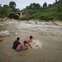 Devotees immerse idols of Lord Bishwokarma with fanfare in Nepal