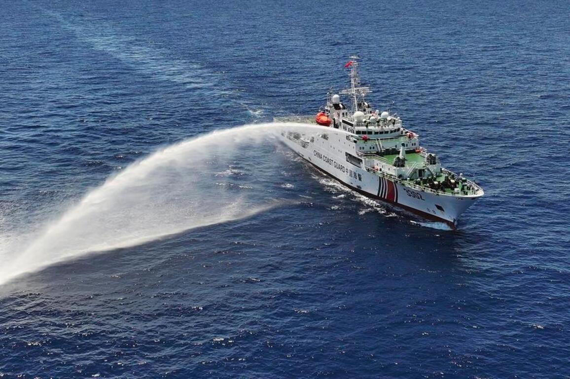 InPics | China Coast Guard vessel Chuanshan conducts law enforcement training in South China Sea