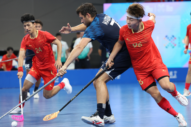 (SP)CHINA-CHENGDU-THE WORLD GAMES 2025-FLOORBALL-MEN'S FINALS 7TH PLACE MATCH-PHI VS CHN (CN)