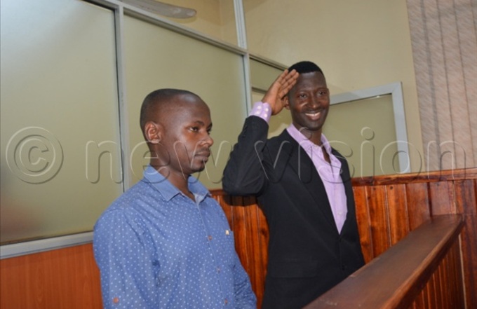   atala enjako left and harles utasa afeero in court as they appear before ampala apital ity uthority ourt magistrate 