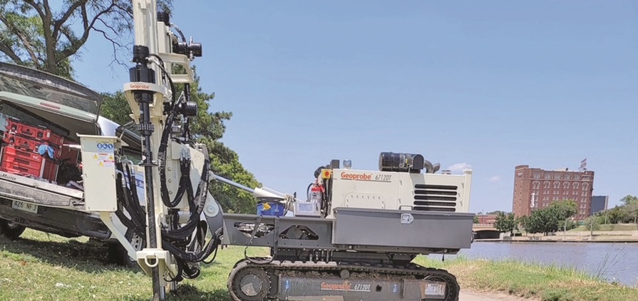A Geoprobe 6712DT with 20CPT Press has proven to be a faster, easier, safer choice for contractor UES when completing a job drilling levies in Tulsa, Oklahoma