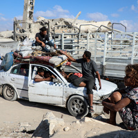 MIDEAST-GAZA-PALESTINIAN-FLEEING