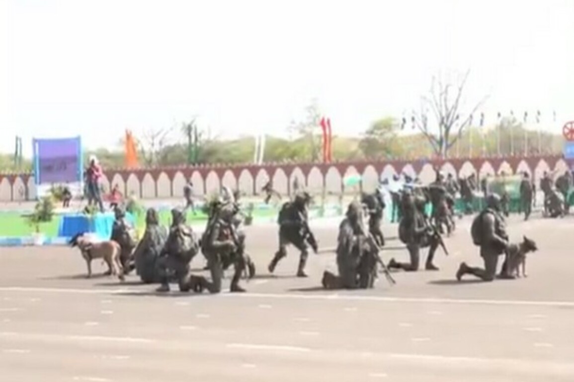 CRPF personnel carry out mock drills, display skills during parade on its 86th raising day in MP's Neemuch