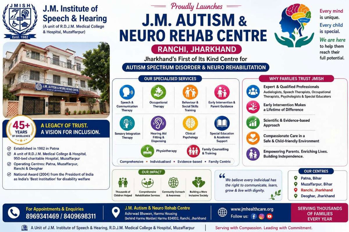 J.M. Institute of Speech and Hearing Opens New J.M. Autism and Neuro Rehab Centre in Ranchi - Jharkhand's First of Its Kind