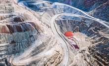 Aerial view of Santa Rita strip copper mine near Silver City, NM. 