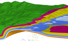 A stratigraphic model created with Leapfrog Geo 3.0