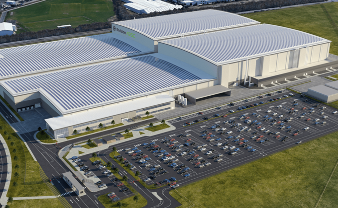 A mock-up of the expansion to the Envision AESC gigafactory | Credit: Envision