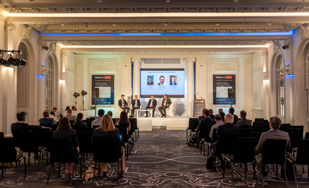 Tim Hawk, Fredric Nyström, Andrew Nicholls and William Clarke discuss the energy transition at Mining Journal Select 2024. Credit: Rolling Peaks